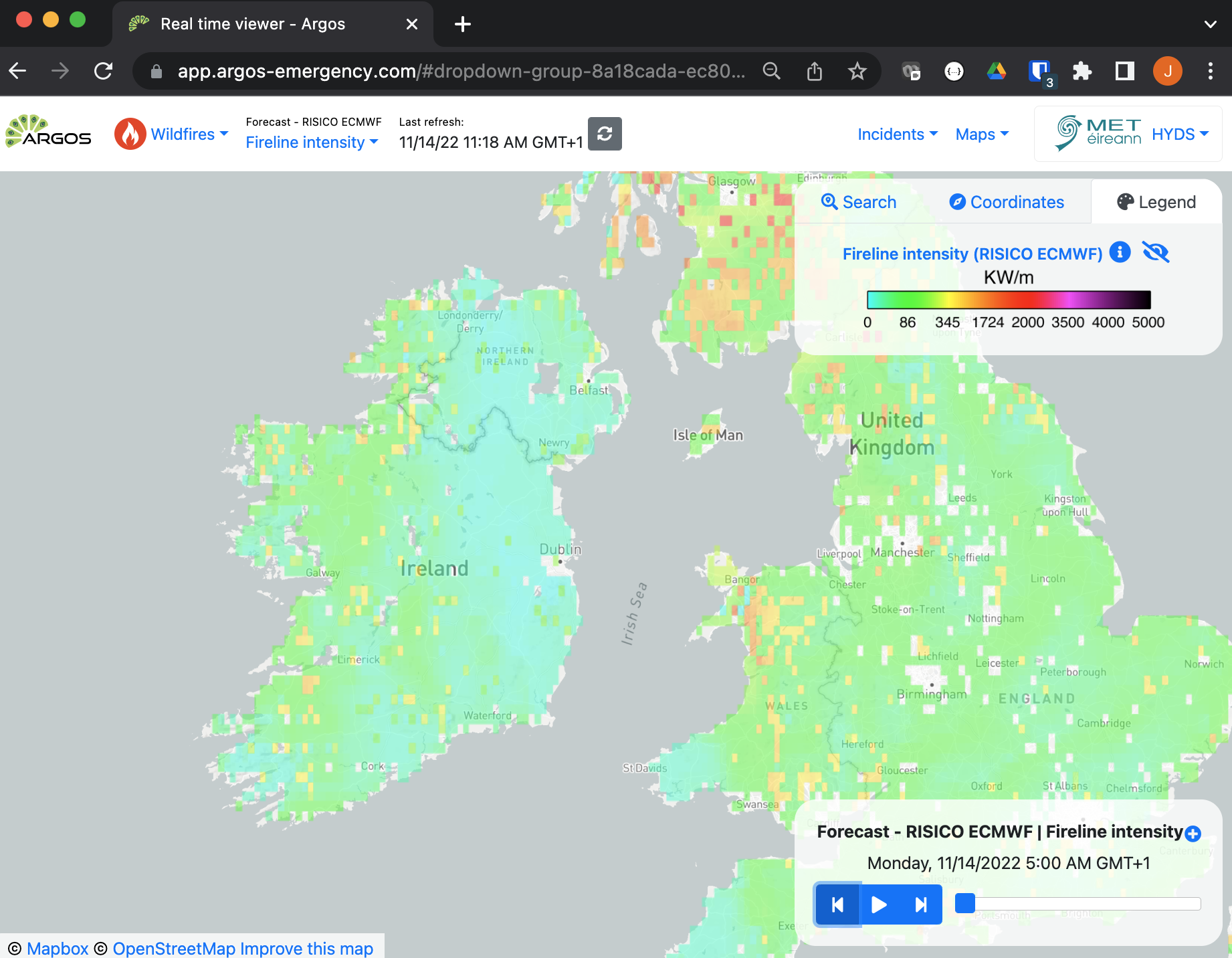 Example screenshot of RISICO.