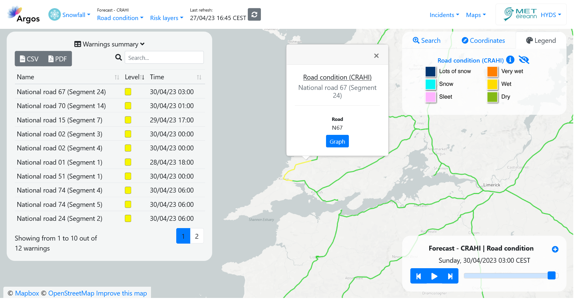 Road Condition product visualisation