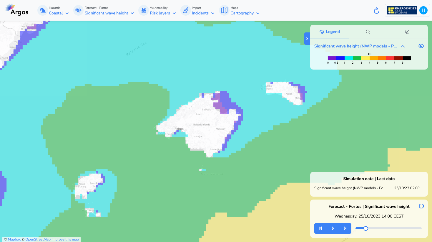 Example screenshot of the Significat Wave Height product.