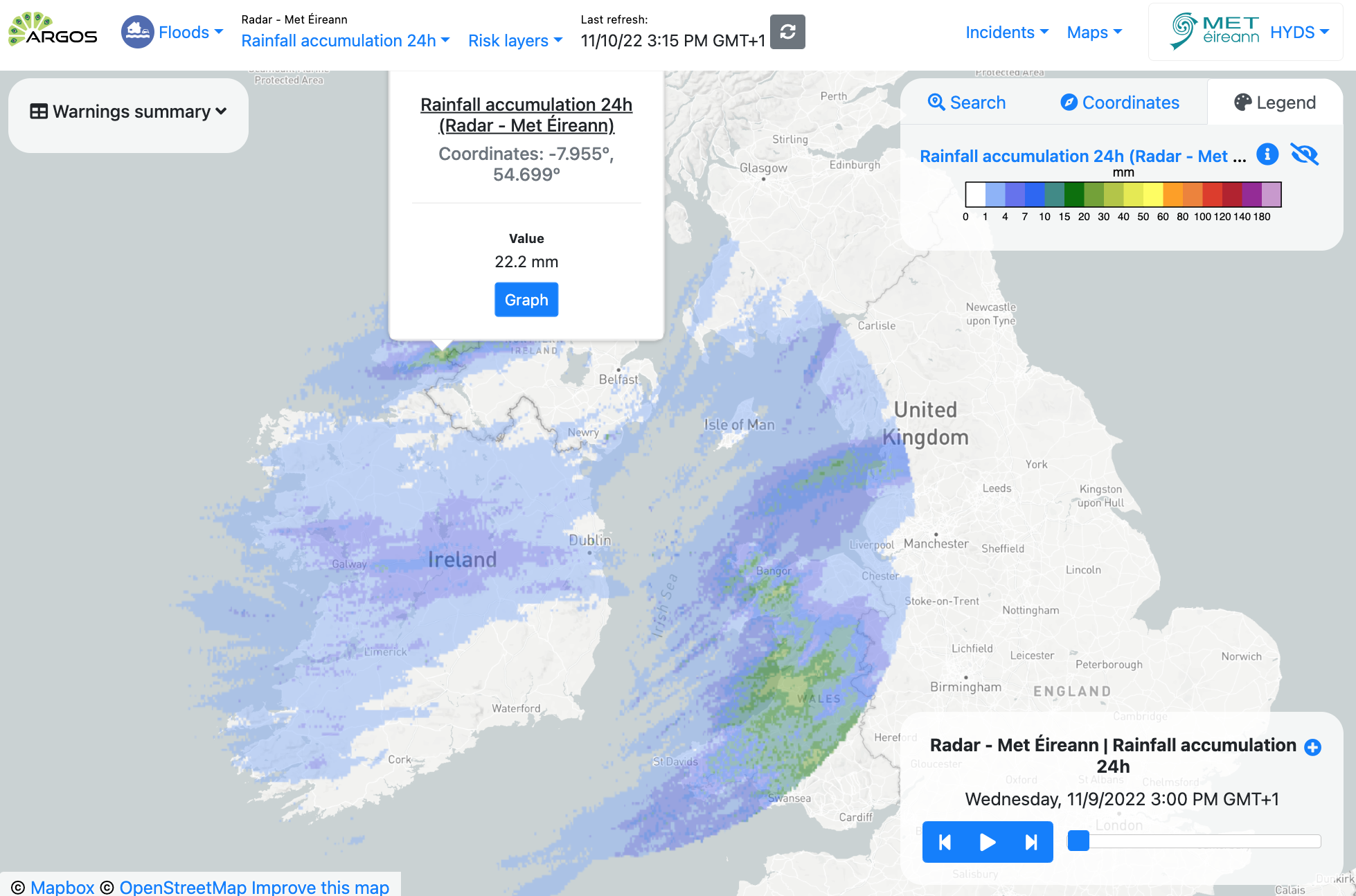 Radar-based rainfall accumulation (ME)